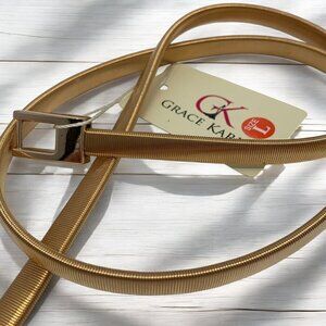 Grace Karin Gold Snake Stretch Chain Metal Belt W/ Gold Buckle Size L NWT